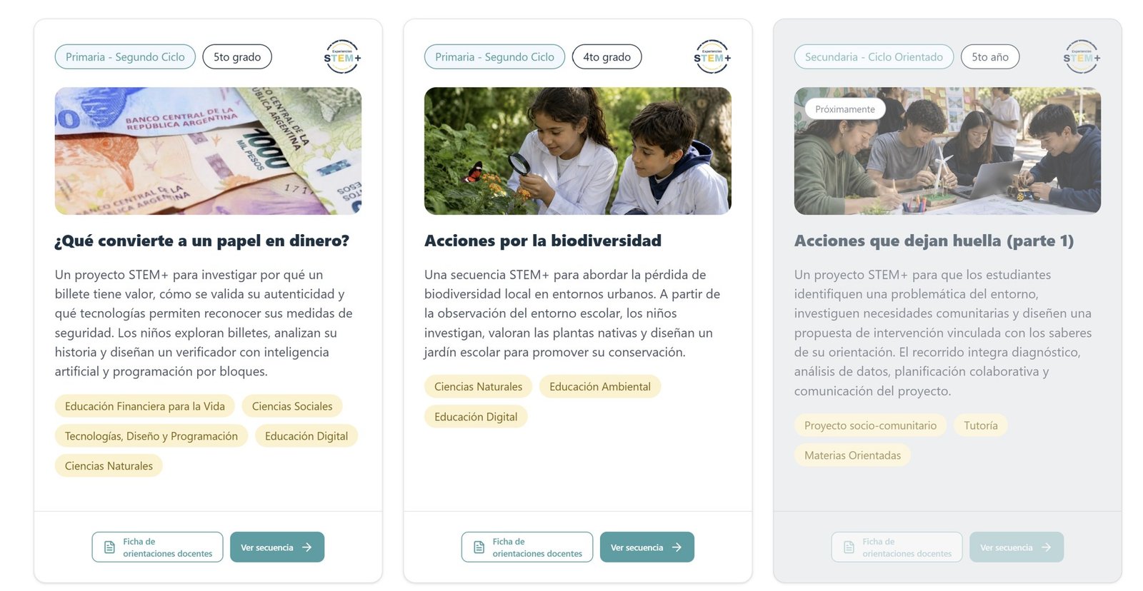Experiencias STEM+ — contenedor digital de secuencias